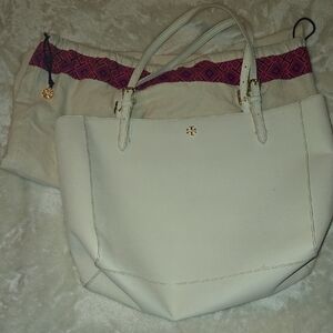 Tory Burch Cream Leather Tote
